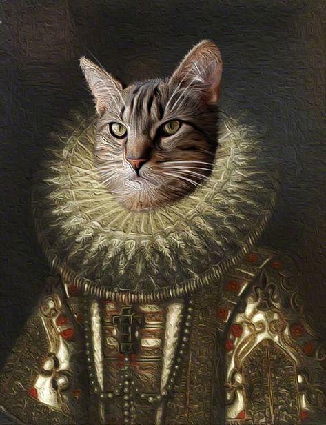 All hail your pet! 8 king/queen themed canvases unveiled, for regal custom portraits of your best buddies! #petportraits #funny #cats #dogs #pets #cat #dog #animals #funnyanimals #funnycats #funnydogs #funnypets #art Luxury Cat Furniture, Royal Cat, Family Pet Portraits, Royal Pet Portrait, Royal Family Portrait, Art A Level, Animal Inspiration, Luxury Cat, Black Cat Art