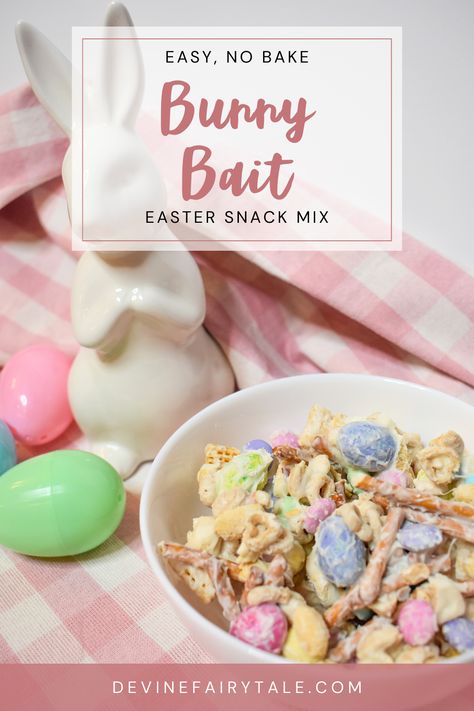 Hop To It: Bunny Bait Easter Snack Mix Recipe Easy Easter Snacks, Easter Snack Mix, Bunny Tracks, Easter Snack, Snack Mix Recipe, Bunny Pancakes, Bunny Bait, Honey Nut Cheerios, Fancy Sprinkles