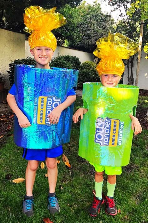 Jolly Rancher Costume, Crazy Halloween Costumes, Jolly Ranchers, Cute Group Halloween Costumes, Clever Halloween, Candy Costumes, Halloween Costumes For 3, Clever Halloween Costumes, Diy Halloween Costumes For Kids