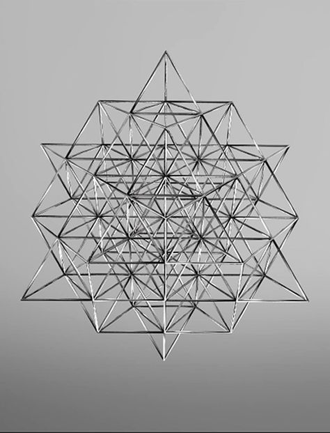 64 tetrahedrons create the first two of the infinite scalar octaves of the vector equilibrium of the fabric of spacetime. Spheres around each of the 64 tetrahedrons creates a perfect sphere packing lattice: a 3D flower of life, the geometry of the holofractographic structure of the quantum wormhole network of space itself at the Planck scale... Vector Equilibrium, Star Tetrahedron, Geometric Structure, Sacred Geometry Art, I Ching, Geometry Art, Golden Ratio, Sacred Art, Flower Of Life