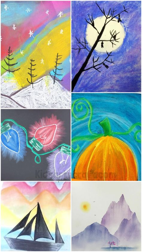 Easy Chalk Drawings on Paper For Kids And Beginners Pastel Art Animals, Drawings On Paper Easy, Chalk Drawings On Paper, Chalk Pastel Art Ideas Easy, Art Ideas Elementary, Chalk Pastel Art Ideas, Pastel Art Ideas, Easy Chalk Drawings, Green Drawing