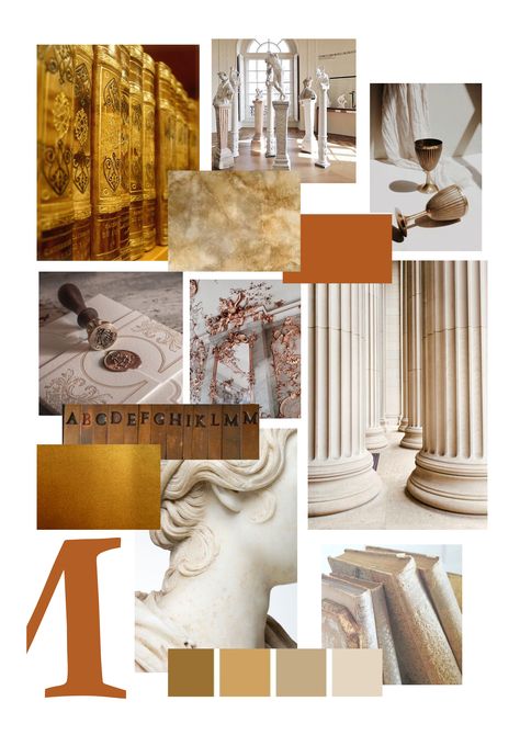 Royal Moodboard Aesthetic, Roman Palette, Neoclassical Moodboard, Mood Board Interior, Classic Hotel, Material Board, Layout Architecture, Interior Design Mood Board, Rococo Style