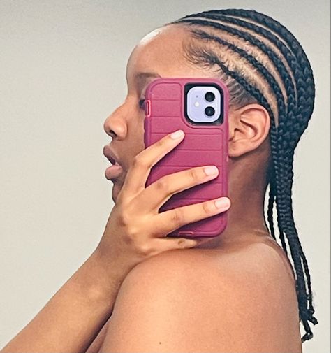 Black Woman taking picture in mirror of cornrows Flat Cornrows Natural Hair, Natural Hairstyles With Cornrows, Cornrows No Hair Added, Cornrows On Natural Hair No Extensions, Cornrows Without Extensions, Cornrows No Extensions, Braids Natural Hair No Weave, Cornrows Natural Hair No Extensions, Cornrows On Natural Hair