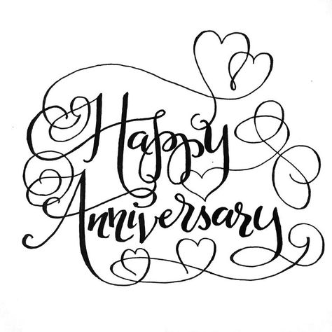 Happy Anniversary Hand-lettered card with flourishes Happy Anniversary Lettering Fonts, Happy Anniversary Drawings, Anniversary Drawings, Happy Anniversary Clip Art, Happy Anniversary Lettering, Nice Lettering, Marriage Anniversary Quotes, Anniversary Letter, Diwali Card