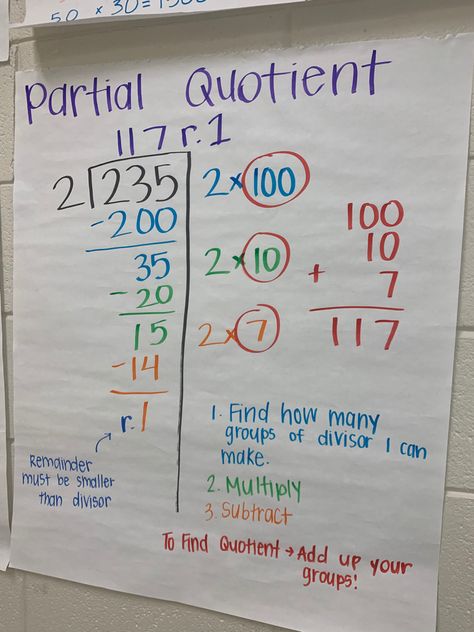 Dividing Anchor Chart, Partial Products Anchor Chart 4th Grade, Partial Quotients Division Anchor Chart, Partial Quotient Division Anchor Chart, Partial Products Anchor Chart, Partial Quotient Anchor Chart, Partial Quotient Division, Division Anchor Chart, Partial Quotients