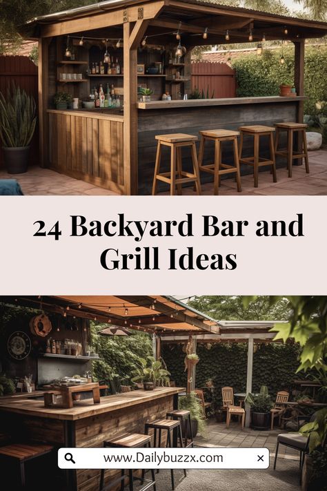 Discover extraordinary backyard bar and grill ideas to create the ultimate outdoor entertainment space. Get inspired and turn your backyard into a haven for food, fun, and relaxation! Outdoor Bar With Cooler, Backyard Pergola Bar Ideas, Vintage Outdoor Bar Ideas, Backyard Bbq Island Ideas, Unique Outdoor Bar Ideas, Outdoor Rustic Bar Ideas, Outside Bar And Grill Ideas, Pool Bar Ideas Diy, Garden Bar And Bbq Area