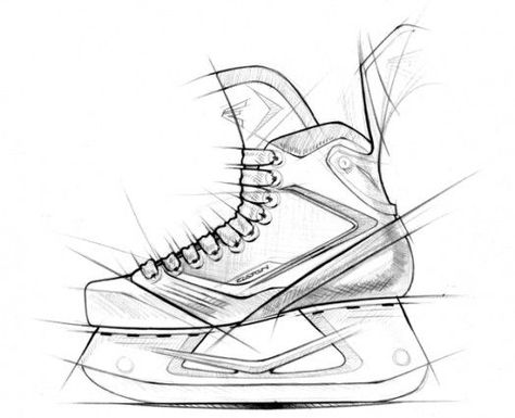 Hockey Painting, Sport Drawing, Hockey Drawing, Hockey Tattoo, Sports Drawings, Hockey Skates, Tattoo Style Drawings, Industrial Design Sketch, Ice Skate