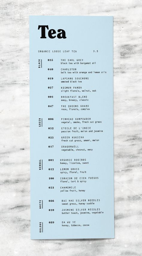 Long Menu Design, Chic Menu Design, Menu Design Ideas Creative, Creative Restaurant Menu Design Ideas, Menu List Design, List Graphic Design, Will Gardner, Restaurant Layout, Menu Design Inspiration