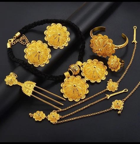 Lexury gold plated Ethiopian and Eritrean jewelry sets for bride with black rope, pedant hairpin , ring, earrings , bracelet , and ring. Head Chains, Habesha Dress, Ethiopian Jewelry, Head Chain, Jewelry Lookbook, Custom Tshirt Design, Dress Jewelry, Wedding Jewelry Sets, Gold Jewelry Fashion