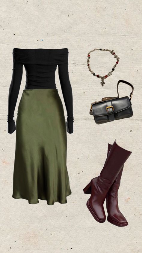 Green Satin Skirt Outfit, Green Satin Skirt, Satin Skirt Outfit, Fashion Mistakes, Skirt Outfit, Mode Inspo, Looks Chic, Satin Skirt, Green Satin