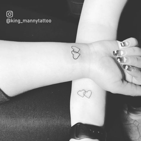 Connected Heart Tattoo, Two Hearts Connected Tattoo, Two Hearts Intertwined Tattoo, Hearts Intertwined Tattoo, Connected Hearts Tattoo, Intertwined Hearts Tattoo, Matching Friends Tattoo, Connected Tattoos, Two Hearts Tattoo