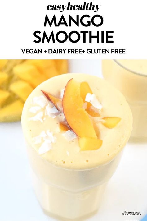 Vegan Mango Smoothie, Healthy Mango Smoothie, Mango Ginger Smoothie, Conscious Plant Kitchen, Chocolate Strawberry Smoothie, Vegan Smoothie Recipes, Mango Smoothie Recipes, Dairy Free Smoothies, Smoothie Recipes Strawberry