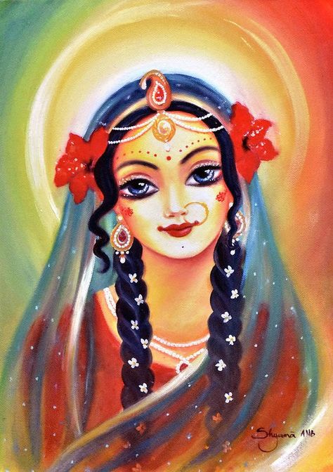 Radha Rani Paintings, Radha Krishna Half Face Painting, Radha Rani Face Painting Art, Radha Rani Paintings Hd, Radha Rani Paintings Watercolor, Shree Krishna Wallpapers, Funny Art Prints, Radha Krishna Images, Hinduism Art