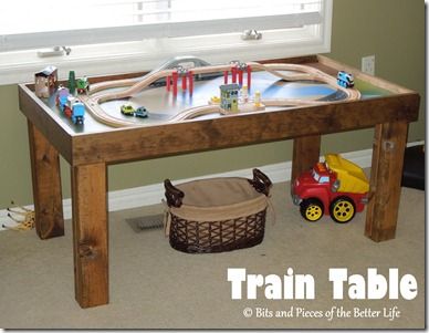 DIY Wooden Train Table Kids Train Table, Wooden Train Table, Diy Train, Train Table, Lego Table, Play Table, Wooden Train, Table Diy, Toy Rooms