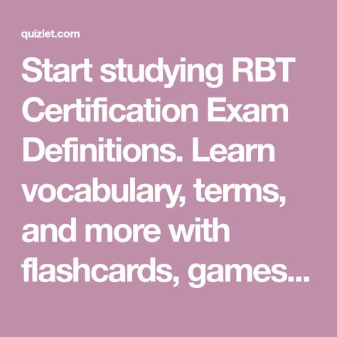 Start studying RBT Certification Exam Definitions. Learn vocabulary, terms, and more with flashcards, games, and other study tools. Rbt Certification, Rbt Exam, Aba Training, Study Vocabulary, Registered Behavior Technician, Aba Therapy Activities, Behavior Technician, Verbal Behavior, Start Studying