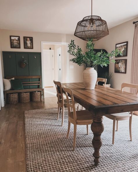 Dining room views 😍 This space has come a LONG way since we first moved in. We still have two more chairs to sand and stain to add to the table, just going to add that to our list of projects this summer 😆 #diningroominspo #diningroom #warmtones #earthy #earthyvibes #earthydecor #homeinspo #homedecor #inspiration #minimaldecor Earthy Dining Room, Fall Fit Ideas, Have A Wonderful Week, Earthy Decor, Dining Roo, My To Do List, Building A Home, Fall Fit, Minimal Decor