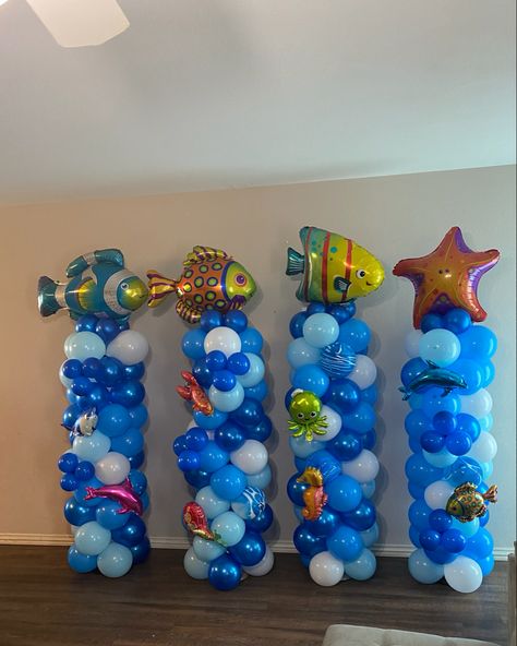 Ocean Theme Balloons, Under Sea Party Decorations, Ocean Balloon Decorations, Underwater Balloon Decor, Under The Sea Balloons, Under The Sea Balloon Decorations, Under The Sea Homecoming, Under The Sea Balloon Arch, Diy Under The Sea Decorations