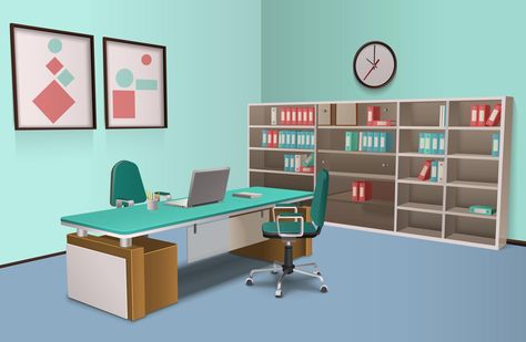 Principal Office Decor, Office Cartoon, Game Background Art, Principals Office, Education Banner, Classroom Banner, Office Background, School Interior, Interior Illustration