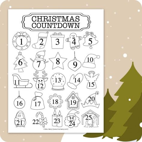 Free Christmas Countdown Printable, Christmas Countdown Printable Free, Days To Christmas Countdown, Jesus Christmas Crafts, Printable Christmas Countdown, Christmas Countdown Printable, Countdown Calendar Printable, Holiday Classroom Activities, December Days