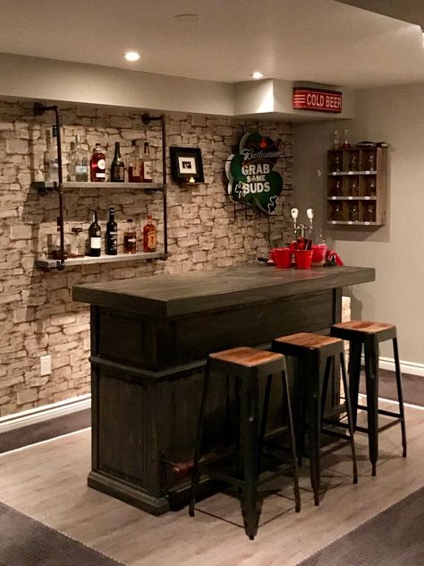 Basement bar Basement Bathroom Decor, Living Room Ideas Basement, Small Basement Bar Ideas, Small Basement Bar, Basement Living Room Ideas, Room Ideas Basement, Remodeling Basement, Home Bar Plans, Basement Decoration