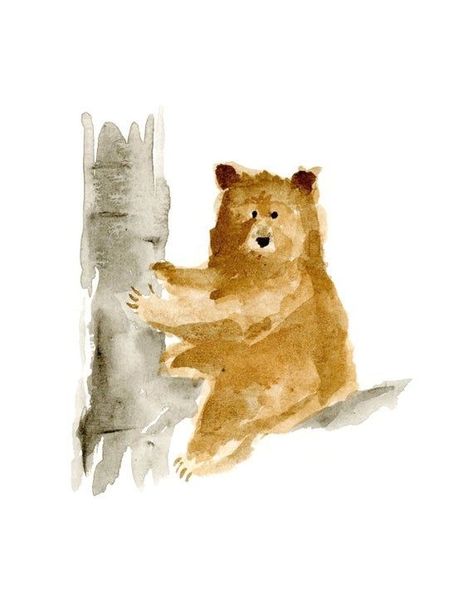 Watercolor Bears, Tattoo Ideas For Men, Bear Illustration, A Log, Bear Art, Watercolor Drawing, Birch Tree, Original Illustration, Childrens Art