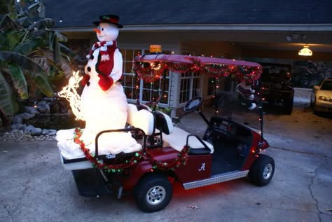 Snowman & reindeer - option for short roof carts Golf Cart Decorations, Disney Golf, Custom Golf Carts, Holiday Parades, Christmas Golf, Cart Decor, Golf Training Aids, Christmas Parade, Trunk Or Treat