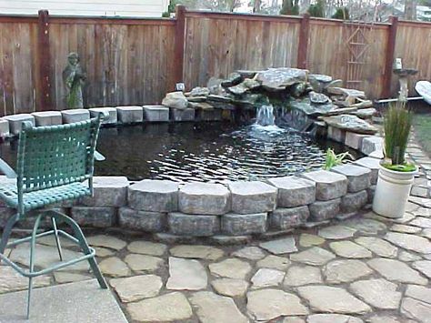 The above ground pond would work for my rocky soil. Above Ground Koi Pond Ideas, Patio Ponds, Ponds Ideas, Above Ground Pond, Fish Ponds Backyard, Raised Pond, Duck Breeds, Patio Pond, Porch Outdoor