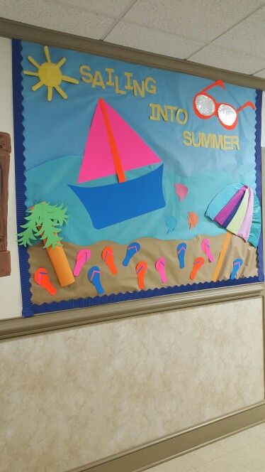 Ljeto U Vrticu, Sailing Into Summer Bulletin Board, Summer Bulliten Board Ideas, Summer Display Board Nursery, Door Decorations College, Summer Crafts For Toddlers, Summer Bulletin Boards, School Kids Crafts, School Board Decoration