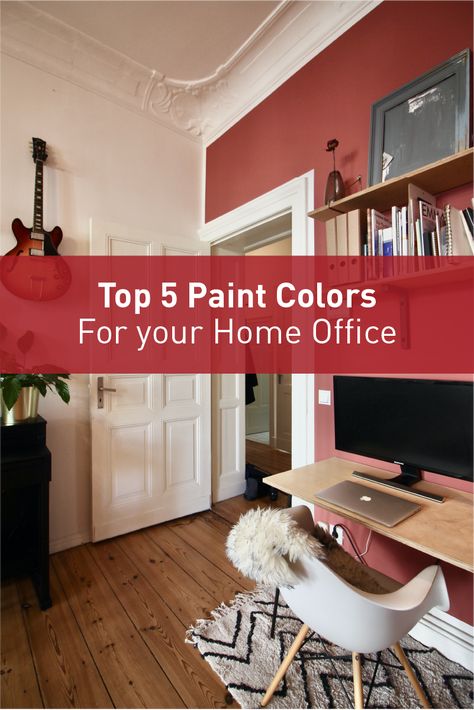 Home Office Orange Walls, Orange Home Office Ideas, Home Office Paint Colors 2023, Colourful Office Interior, Best Home Office Paint Colors, Office Paint Colors Home, Bright Office Colors, Home Office Paint Colors, Home Office Paint Ideas