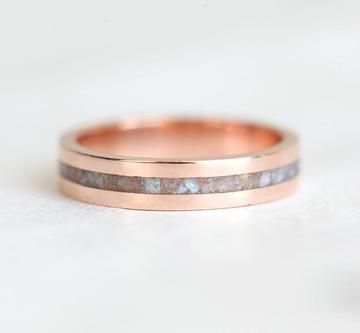 14k Solid Rose Gold Crushed Australian Opal Wedding Band, 18k Raw Mens Ring Opal Wedding Band, Mens Wedding Ring, Silicone Wedding Rings, Opal Wedding, Opal Band, Men's Wedding Ring, 18k Gold Ring, White Gold Band, Australian Opal