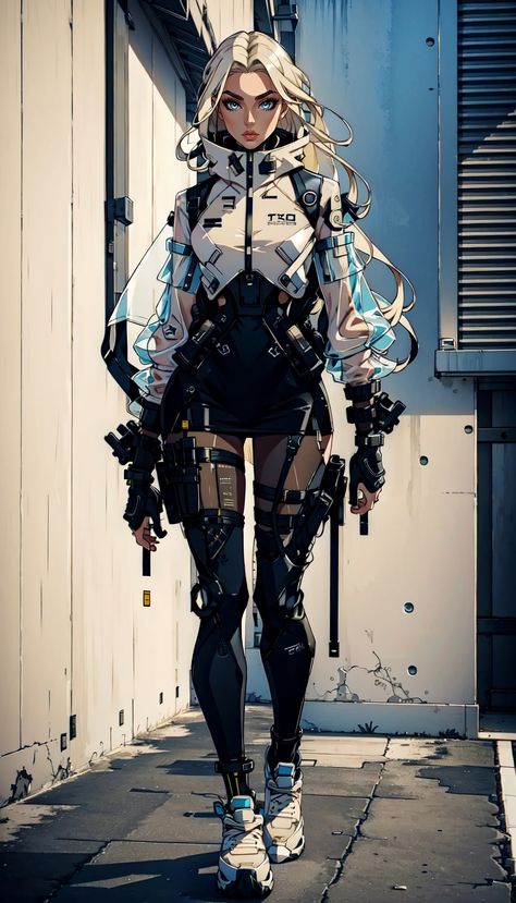 AI Digital Art Modern Cyberpunk Outfit, Cyberpunk Character Ideas, Cyberpunk Y2k Outfit, Cyberpunk Outfit Ideas, Cyberpunk Oc Art, Cyberpunk Outfit Women, Techwear Female, Techwear Art, Cybercore Clothes