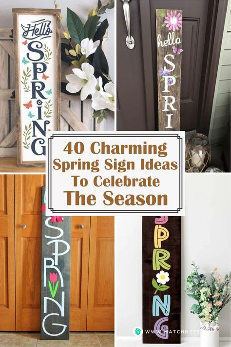 A spring-themed sign can be made from a variety of materials. A whitewashed board is a blank canvas that you can use to create a spring-themed sign. This sign features a traditional sentence in a unique font. The words “spring”, “welcome” and “Easter” are painted in vibrant colors. #springsignideas #springthemedsigns #signideas Spring Welcome Boards, Spring Outdoor Signs, Welcome Spring Sign, Spring Welcome Sign, Spring Outdoor Decor, Spring Outdoor, Welcome Boards, Spring Boards, Easter Decorations Outdoor