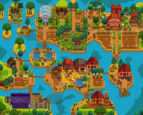 my river 1.5 farm:) : FarmsofStardewValley Stardew Valley Farm Layout Riverlands, Stardew Valley Pfp, Stardew Design, Stardew Mods, Stardew Farms, Stardew Valley Layout, Stardew Valley Tips, Valley River, Stardew Valley Farms