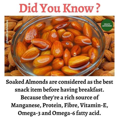 Soaked Almonds, Almond Benefits, Healthy Facts, Food Health Benefits, About Plants, Healthy Herbs, Home Health Remedies, Healthy Food Motivation, Food Info