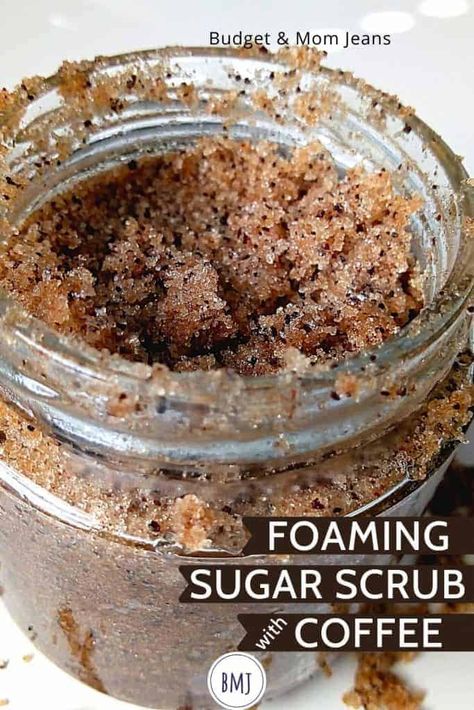 How To Make DIY Foaming Sugar Coffee Scrub Under $3 Coffee Body Scrub Diy, Body Scrub Homemade Recipes, Diy Sugar Scrub, Coffee Sugar Scrub, Diy Body Scrub Recipes, Diy Sugar Scrub Recipe, Coffee Scrub Diy, Scrub Diy, Foaming Sugar Scrub