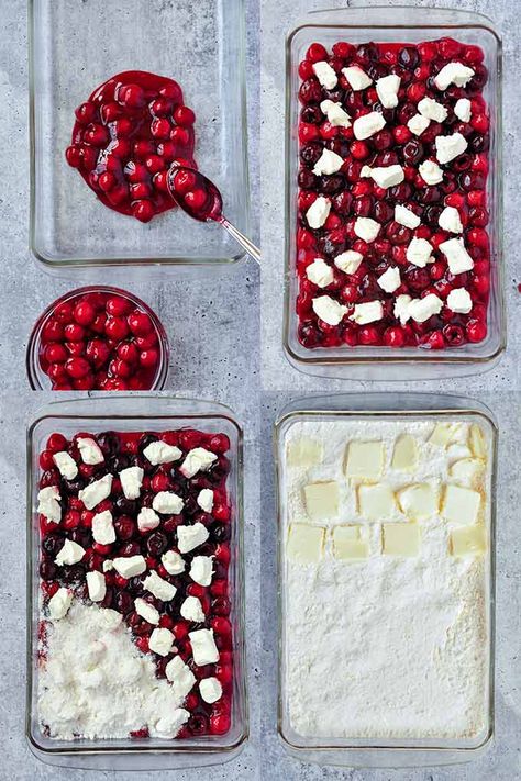 All of the steps to make this dump cake. Cherry Cream Cheese Dump Cake, Cherry Cheesecake Dump Cake, Cream Cheese Dump Cake, Cheesecake Dump Cake, Cherry Cream Cheese, Easy Dump Cake Recipe, Dump Recipes, Cherry Dump Cake, Dessert Homemade