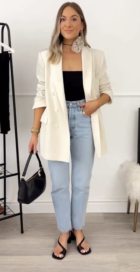 Ivory Blazer, Blazer Jeans, Blazer