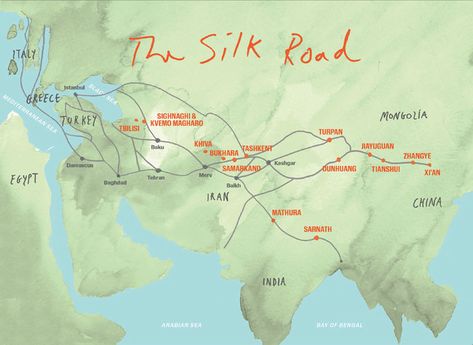 Silk Road Map, Silk Road China, Ancient Explorer, Zheng He, Dunhuang, The Silk Road, T Magazine, Road Map, Silk Road