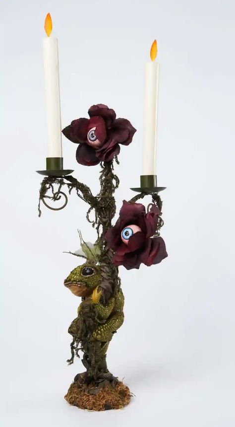 Lizard Candle Holder - Katherine's Collection Flowers With Eyes, Creepy Candles, Halloween Ball, Candle Stick Holders, Katherine's Collection, Entrance Ways, Battery Operated Candles, Rose Candle, Halloween Items