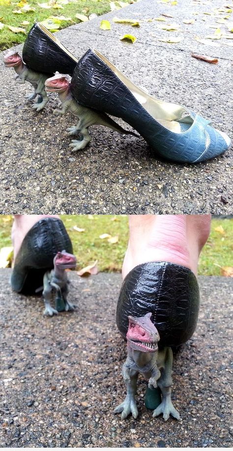 DIY T-Rex Heels Walking With Dinosaurs, Ugly Shoes, Cool Ideas, Fun Loving, Crazy Shoes, Larp, Just For Fun, T Rex, Dinosaurs