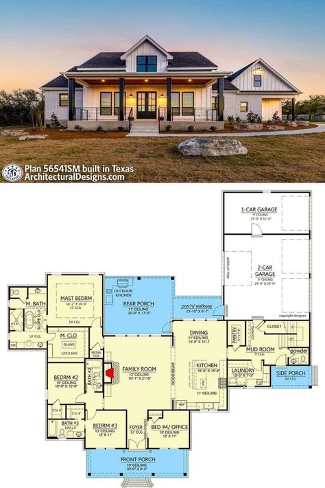 Home Layouts 4 Bedroom, House Plan Garage On Side, Farmhouse With Garage On Side, Bedrooms On Same Side Of House Plans, Mudroom Side Entrance, Ranch 4 Bedroom Open Floor Plan, 4 Bedroom House Plan With Basement, 4 Br House Plans, Cozy Home Floor Plans