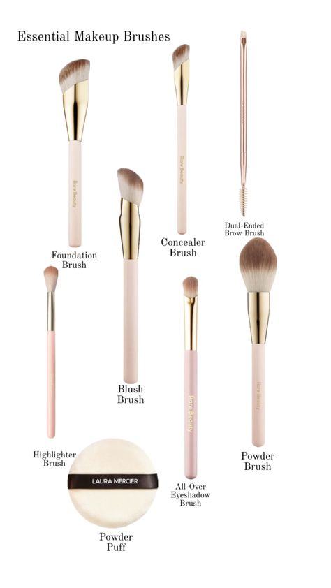 Essential Makeup Brushes to use 💅🏻#makeup #rarebeauty #lauramercier #patrickta Essential Makeup Brushes, Essential Makeup, Makeup List, Makeup Is Life, Beauty Brushes, Makeup To Buy, Rare Beauty, Luxury Makeup, Makeup Items