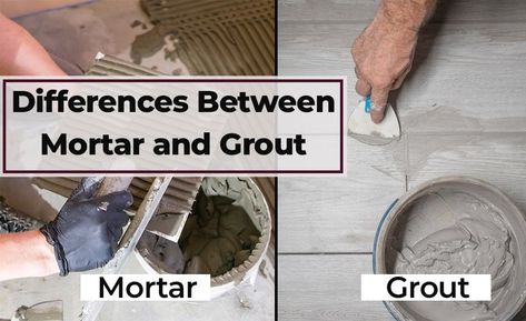 What is the difference between Mortar and Grout? Learn everything you need to know about the different qualities, functions, and uses of Mortar vs Grout. Thinset Mortar Crafts, Stucco Patch, Grout Paint, Patio Blocks, Glitter Grout, Masonry Blocks, Sanded Grout, Fireplace Hearth, Concrete Pavers