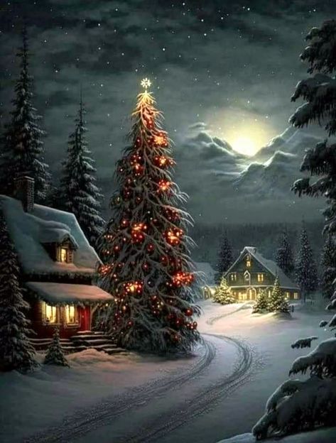 Winter And Christmas Scenery 🎅❄🎄❄⛄❄🎁 | Good night everyone Winter Scenery Christmas, Winter Christmas Scenes, Old Time Christmas, Beautiful Christmas Scenes, Christmas Scenery, Christmas Phone Wallpaper, Christmas Pics, Animated Christmas, Christmas Night