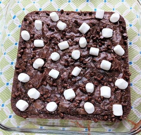 Chocolate Chip Marshmallow Brownies Recipe Boxed Brownie Recipes, Chocolate Chip Marshmallow, Marshmallow Bits, Marshmallow Brownies, Chocolate Chip Brownies, Homemade Recipes Dessert, Box Brownies, Recipes With Marshmallows, Favorite Dessert Recipes