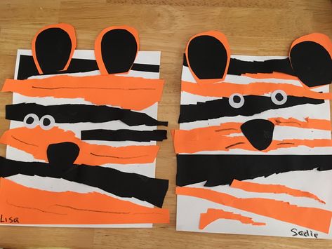 Tiger Art For Preschoolers, Big Cats Preschool Activities, Tiger Eyfs Activities, Jungle Animal Art Preschool, T Is For Tiger Preschool, Zoo Animals Preschool Activities Art Projects, Jungle Toddler Crafts, Jungle Process Art Preschool, Preschool Tiger Activities