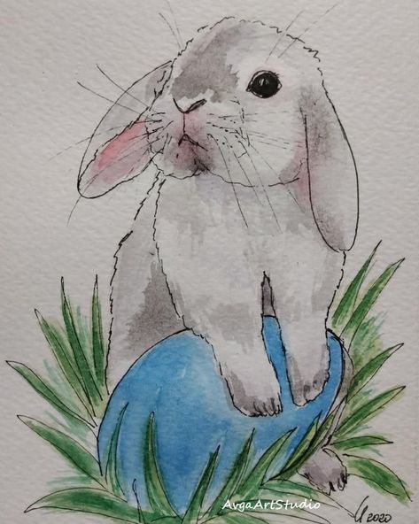 Easter Drawing Ideas, Easter Drawing, Easter Drawings, Easter Paintings, Rabbit Wall Art, Bunny Watercolor, Bunny Painting, Rabbit Painting, Bunny Drawing