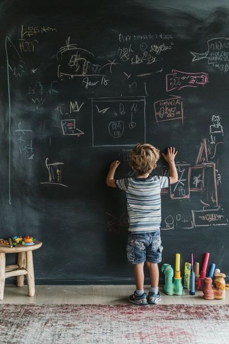 "Get creative with a DIY Customizable Chalkboard Wall! 🖍️✨ Perfect for adding a fun, interactive element to any room. Whether it's for notes, art, or menus, this project is both functional and stylish! 🏡🎨 #ChalkboardWall #DIYDecor #CreativeSpaces" Chalkboard Wall Kids, Chalkboard Walls, Notes Art, Chalkboard Wall, Secret Rooms, Get Creative, Chalkboard, Chalk, Kids Room