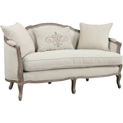 One Allium Way Salerno Settee & Reviews | Wayfair French Settee, Upholstered Settee, Settee Bench, Settee Sofa, Tufted Sofa, Traditional Living, Country Furniture, Traditional Living Room, Wood Trim