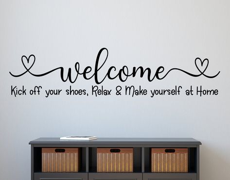 Welcome Home Calligraphy, Welcome Quotes For Guests, Lodge Reception, Guest Room Welcome, Welcome Sticker, Wall Quotes Bedroom, Welcome Quotes, Living Room Guest Room, Welcome Wall